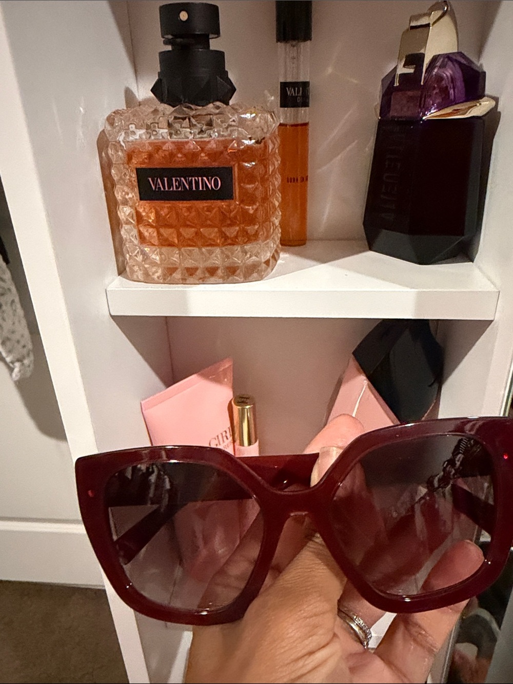 Prada Deep Burgundy Oversized Cat-Eye Sunglasses